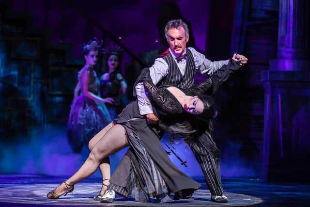Joanne Clifton as Morticia Addams and Cameron Blakely as Gomez Addams. Photo: Pamela Raith