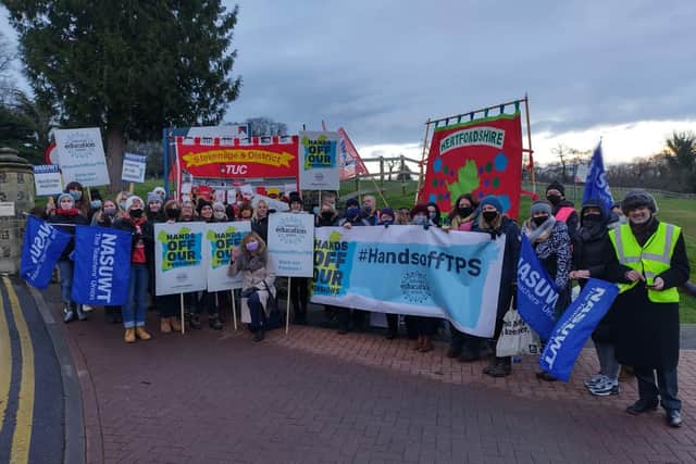 Teachers at Abbot's Hill School in Hemel Hempstead strike in pensions fight