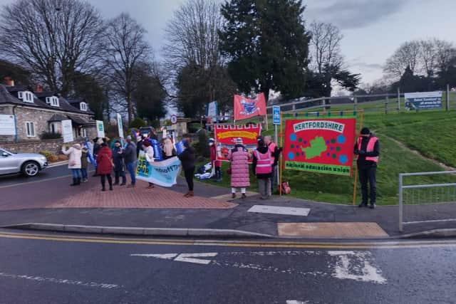Teachers at a Hemel Hempstead school are taking part in a two-day strike over a pensions row