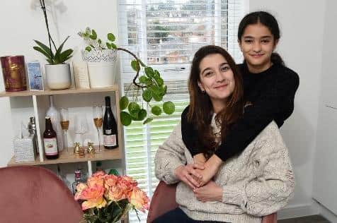 Lilia and Assya relaxing at their apartment at Bellway’s development