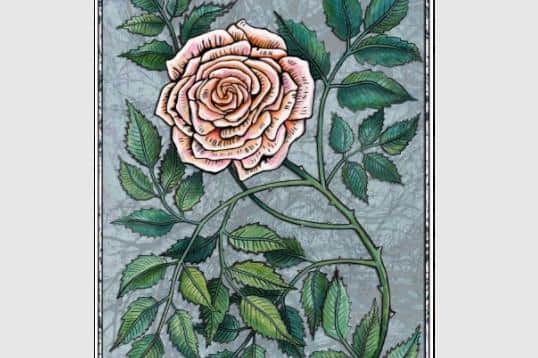 Emma, an artist from the book group, created this painting of a rose