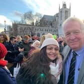 Sir Mike Penning MP with local BSL campaigner Zahra Khaira in Parliament Square last Friday