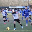 Lewis Toomey gets on the ball for Berkhamsted during their 2-0 defeat at Bedford Town. Picture by Richard Solk