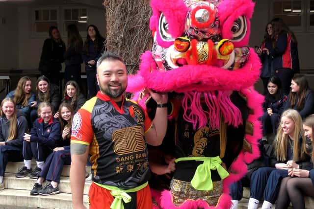 Chung Ching Lion and Dragon Dance Association put on the performance