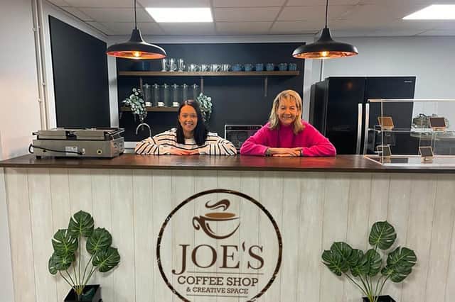 Lucie and Grace behind the counter of the new Joe's Coffee Shop & Creative Space