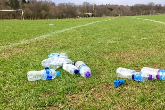 Litter on a sports pitch