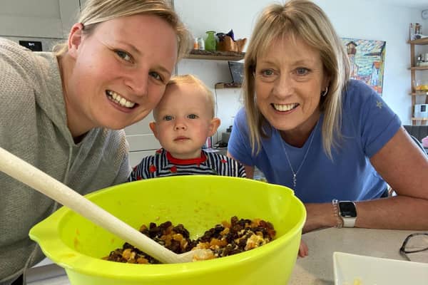 Julie on the right, with her daughter Hannah and Ella