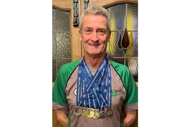 Mark with his medals from the Bracknell Masters