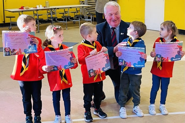 Some of the new Squirrels pictured with Sir Mike Penning MP