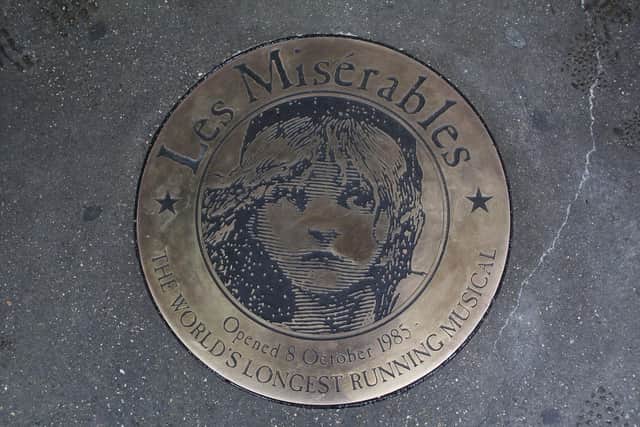 The plaque unveiled to commemorate 'Les Miserables' as the longest running West End musical (photo: Tim Whitby/Getty Images)