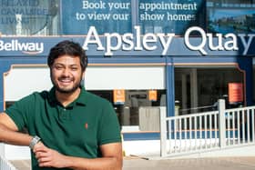 Vishal Patel outside Bellway’s Apsley Quay development in Hemel Hempstead