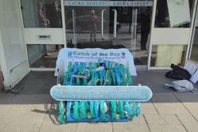 The group displayed an eye-catching installation representing the sea, originally created by XR Chesham and littered with the plastic that gathers in the ocean.