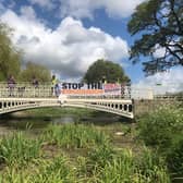 The banner was on display in Gadebridge Park this afternoon (Wednesday)