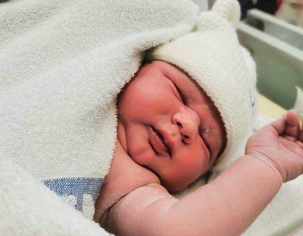 Zeik minutes after he was born