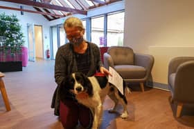 Ann volunteers at Grove House with her Pets as Therapy dog, Kaspar