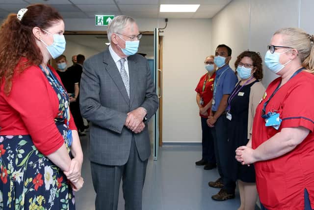 His Royal Highness The Duke of Gloucester visited Watford General Hospital to officially open the emergency assessment unit and meet staff who have supported the trust’s pandemic response (C) Holly Cant