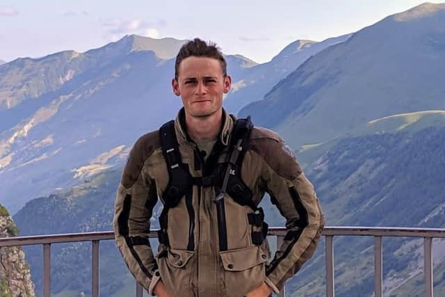 Jack standing atop the Russia-Georgia Friendship Monument near the Russian border