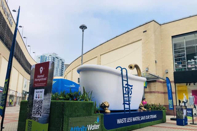 The showstopping bathtub was commissioned by local water supplier Affinity Water, as part of its SOS: Save Our Streams campaign