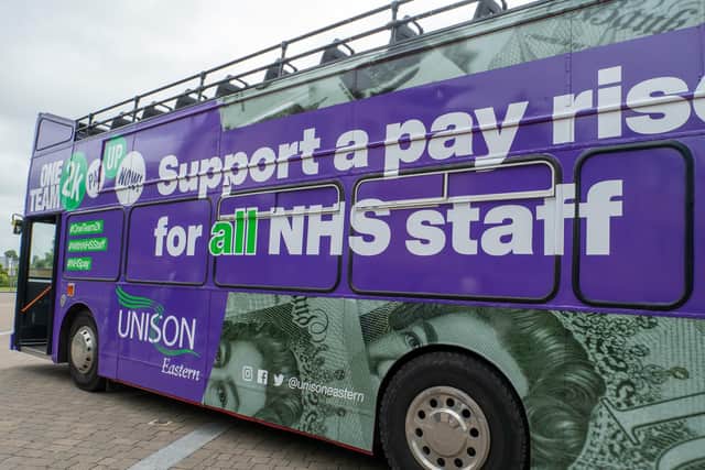 A NHS pay bus is touring the East of England