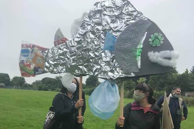 A fish made from plastic waste