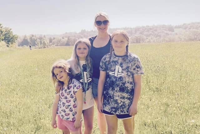 Danielle with her daughters 10-year-old Arijana, eight-year-old Amelie and five-year-old Isla (C) PDA Parenting UK