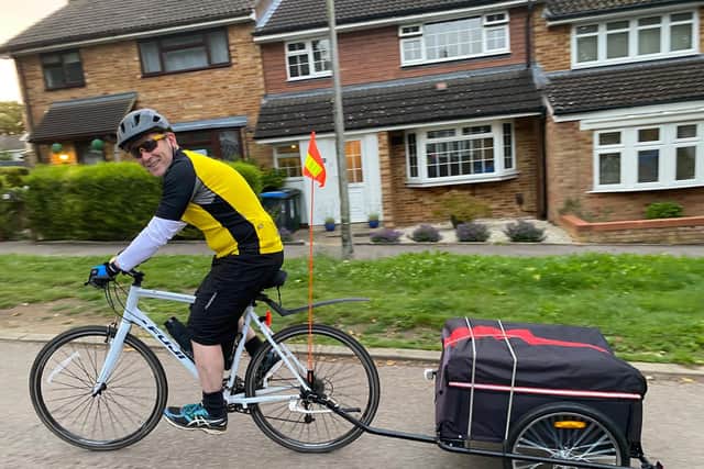 Steve decided to take on the 333 mile journey in memory of his wife's late father and to raise £2,000 for a new kitchen for his neighbour