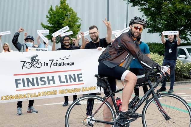 Richard manged to cycle 570 miles of his 700-mile goal, taking off from Hemel Hempstead on August 6, and finishing back in Hemel Hempstead on August 12