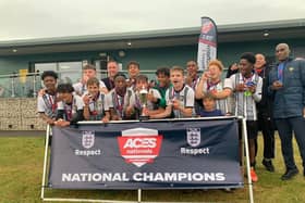 Berkhamsted FC’s under-15 team celebrate their brilliant success at the ACES Nationals in Nottingham