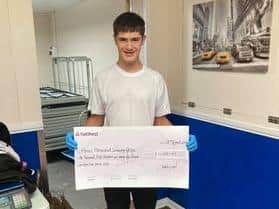Jamie and Kish Modhwadia - the postmaster at Long Chaulden Post Office - cycled 100 miles from Hemel Hempstead to Atherstone