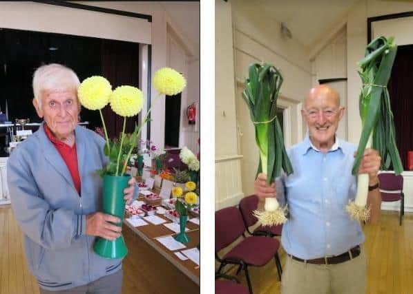 Albert Braithwaite won seven first prizes and was awarded the Dahlia Cup; and Mike Leon was awarded the Ernest Wright Cup and the Victory Hall Cup for his fruit and vegetables