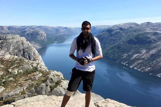 TJ on Preikestolen hike in Norway in 2018