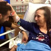 TJ with his mum Rashpal in hospital