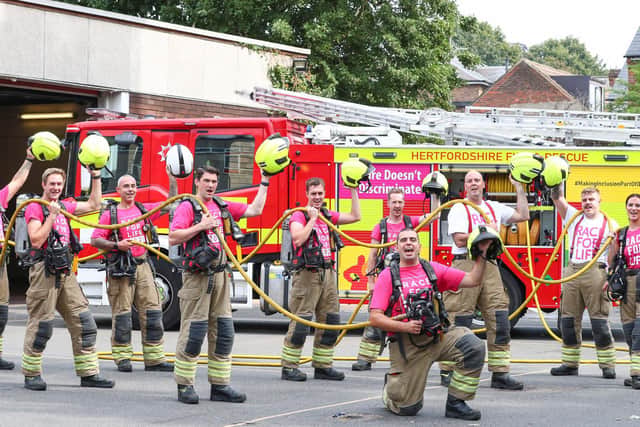 Green Watch wore 3.5st of equipment throughout the 5k course in unseasonably warm temperatures on Saturday