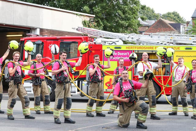 Green Watch wore 3.5st of equipment throughout the 5k course in unseasonably warm temperatures on Saturday