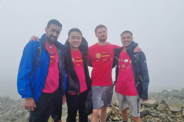 The first four to reach the top - TJ, Zhu, Zach and Stuart