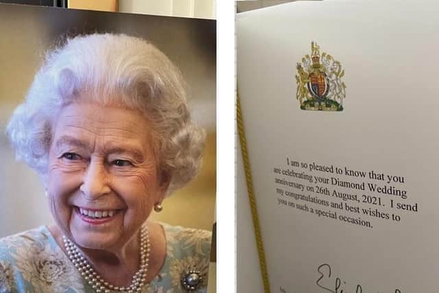 Betty and David received a card from Her Majesty The Queen for their Diamond wedding anniversary