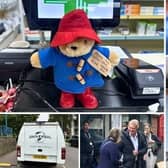 Hugh Bonneville on set filming scenes in Paddington in Peru on location in Hemel Hempstead