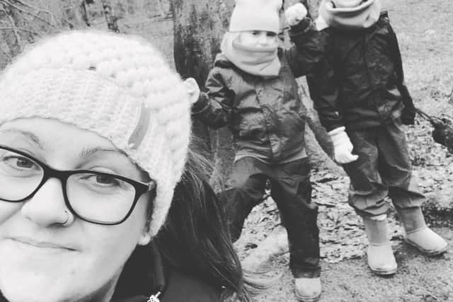 Emma Crossey with her daughters Layla and Ellie Hamilton