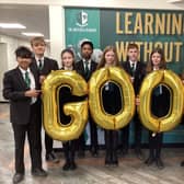 Students from The Adeyfield Academy with 'good' balloons