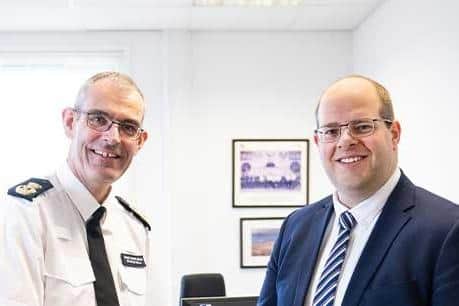 Hertfordshire Chief Constable Charlie Hall, left, discussed tackling knife crime in the county with its Police and Crime Commissioner Jonathan Ash-Edwards