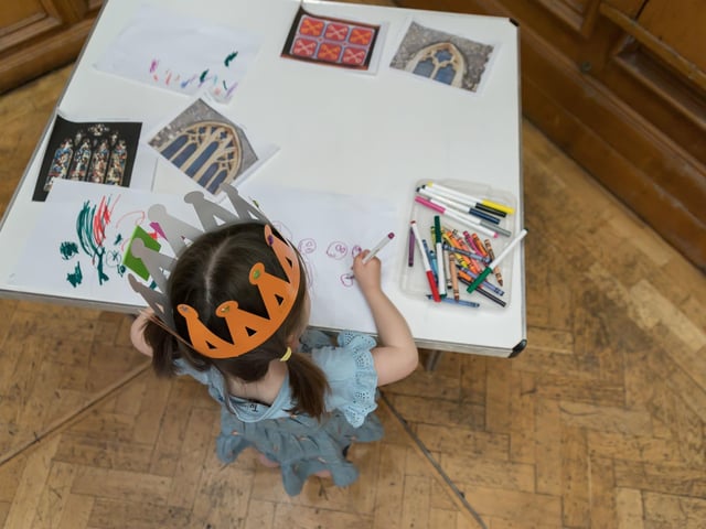 Children were invited to look at the art and make some themselves. 

Photo: Brian O’Carroll