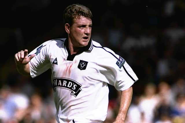 Steve Bruce of Sheffield United in action against Crystal Palace during his playing days at United: Phil Cole /Allsport