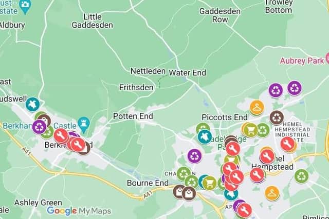 The map (pictured) helps people find secondhand shops and recycling centres more easily.