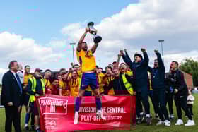 Berko celebrate their play-off win. Photo: Berkhamsted FC.