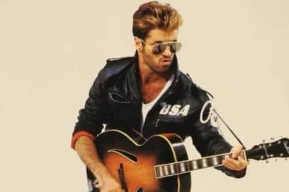 The original 1940s Gretsch Synchromatic 400 guitar played by George Michael in the video for Faith. Photo: Sworders