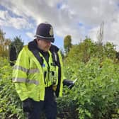 A police officer discovering a knife in Hemel Hempstead