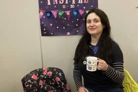 Amy in Girlguiding uniform at an Inspire event.