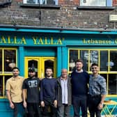 Mohamed and David Taylor MP with the team from Yalla Yalla on the Old Town High Street.