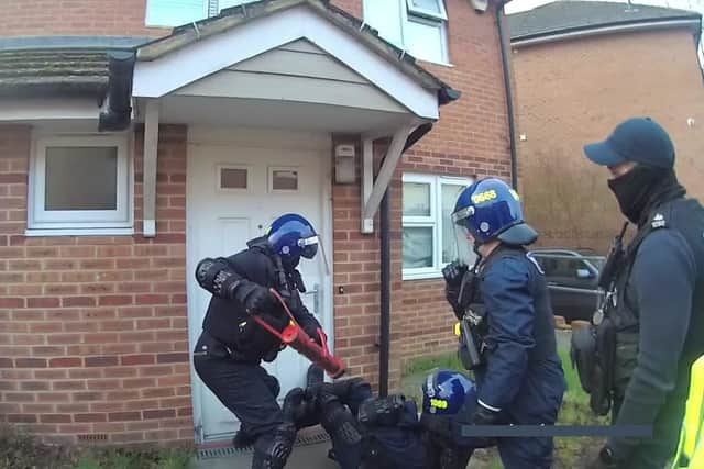 Footage from a raid in Stevenage