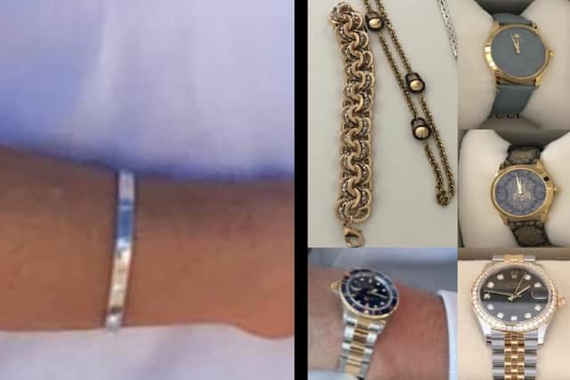Silver bangle (left) and stolen items